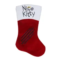 19'' Red with White Angel Pet Nice Kitty Christmas Stocking