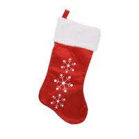 19'' Red and White Snowflake Embroidered Christmas Stocking