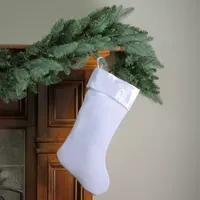 18'' White Traditional Hanging Christmas Stocking