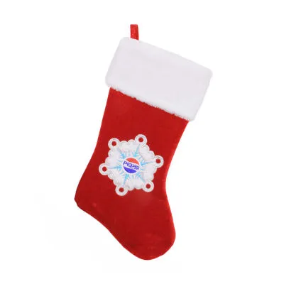 19.25'' Red and White Pepsi Snowflake Embroidered Christmas Stocking
