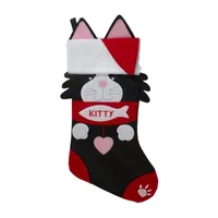 19.5'' Black and Red Embroidered Kitty Cat Christmas Stocking