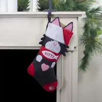 19.5'' Black and Red Embroidered Kitty Cat Christmas Stocking