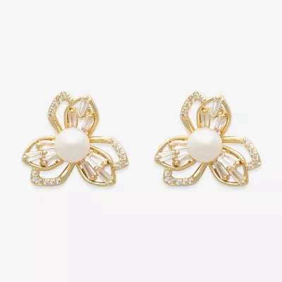 Mixit Gold Tone Simulated Pearl 5mm Flower Stud Earrings