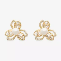 Mixit Gold Tone Simulated Pearl 5mm Flower Stud Earrings