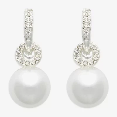 Mixit Silver Tone Simulated Pearl Round Drop Earrings