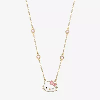 Girls Pink Cubic Zirconia 18K Gold Over Silver Hello Kitty Pendant Necklace