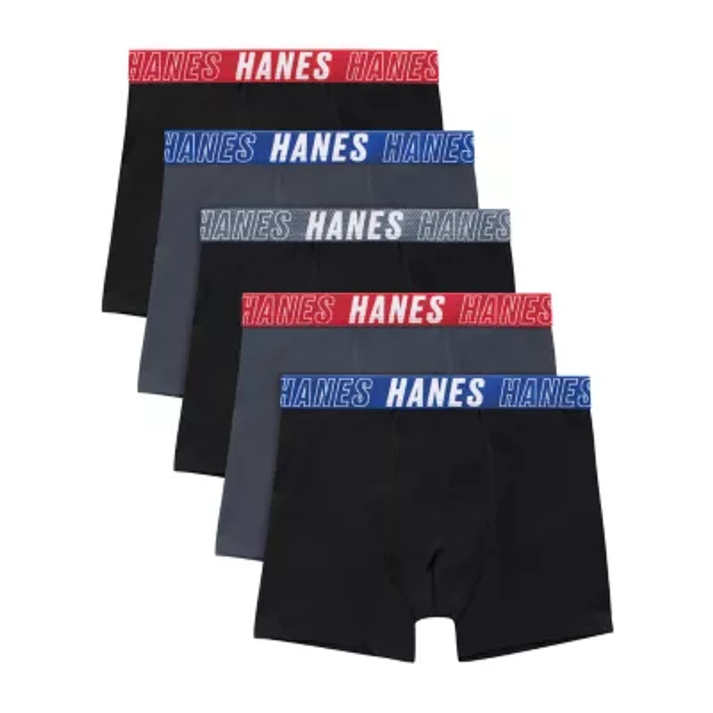 Hanes Moves Ultimate Little & Big Boys Breathable Stretch 5 Pack Boxer Briefs