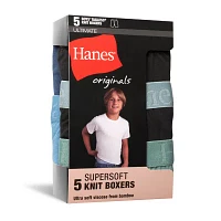 Hanes Originals Ultimate Little & Big Boys 5 Pack SuperSoft Knit Boxers