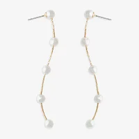 Mixit Gold Tone Simulated Pearl Round Drop Earrings