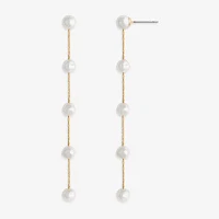 Mixit Gold Tone Simulated Pearl Round Drop Earrings