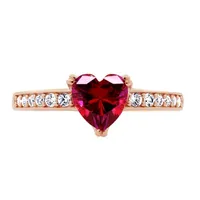 Womens 1 1/10 CT. T.W.  Multi Color Cubic Zirconia 14K Rose Gold Over Silver Heart Engagement Ring