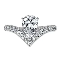 Womens 1 7/8 CT. T.W. Cubic Zirconia Sterling Silver Pear Chevron Cocktail Ring