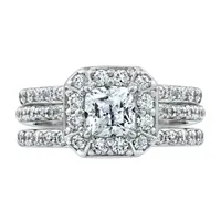 Womens 1 7/8 CT. T.W. Cubic Zirconia Sterling Silver Square Bridal Set