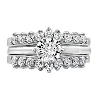 Womens 2 3/4 CT. T.W. Cubic Zirconia Sterling Silver Flower Bridal Set