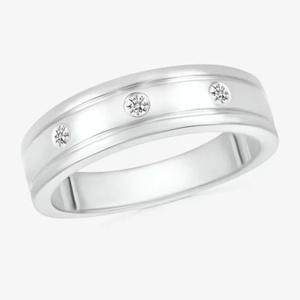 Mens 4MM 1/10 CT. T.W. Natural White Diamond 10K Gold Wedding Band