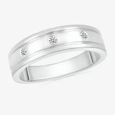 Mens 4MM 1/10 CT. T.W. Natural White Diamond 10K Gold Wedding Band