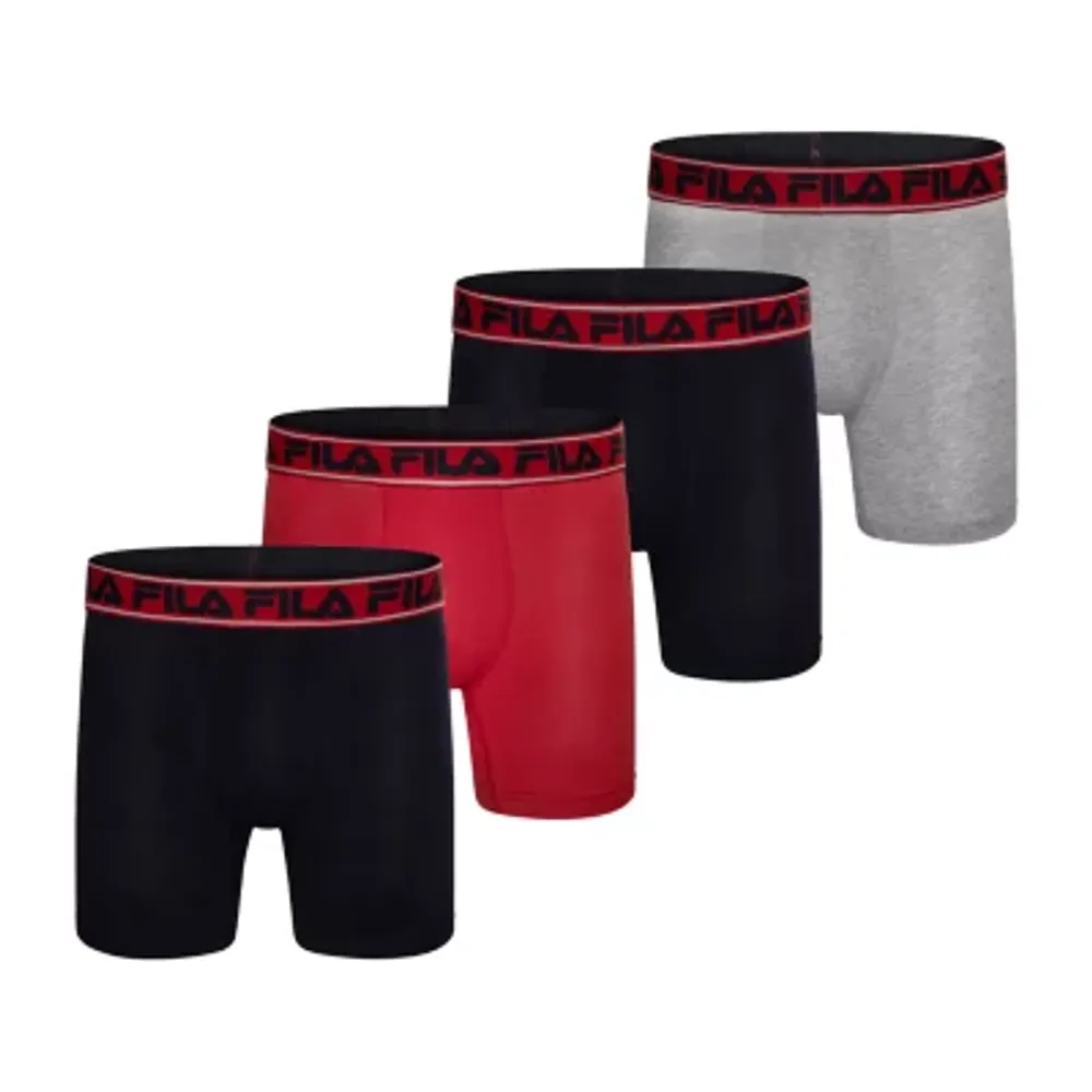 FILA Ultra Soft Stretch No Fly Mens 4 Pack Boxer Briefs