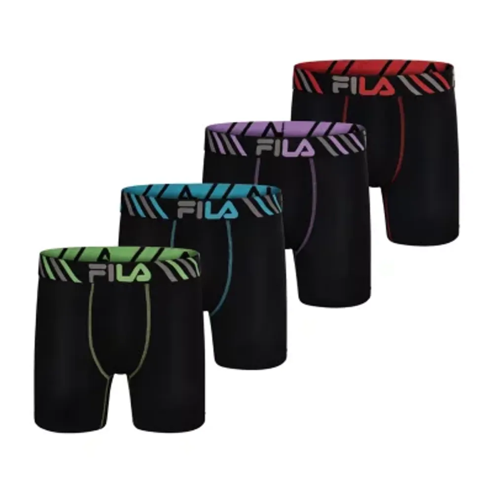 FILA Ultra Soft Stretch No Fly Mens 4 Pack Boxer Briefs