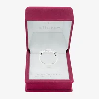 Sparkle Allure Triple Cubic Zirconia Pure Silver Over Brass Heart Band