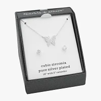 Sparkle Allure 2-pc. Cubic Zirconia Pure Silver Over Brass Butterfly Jewelry Set