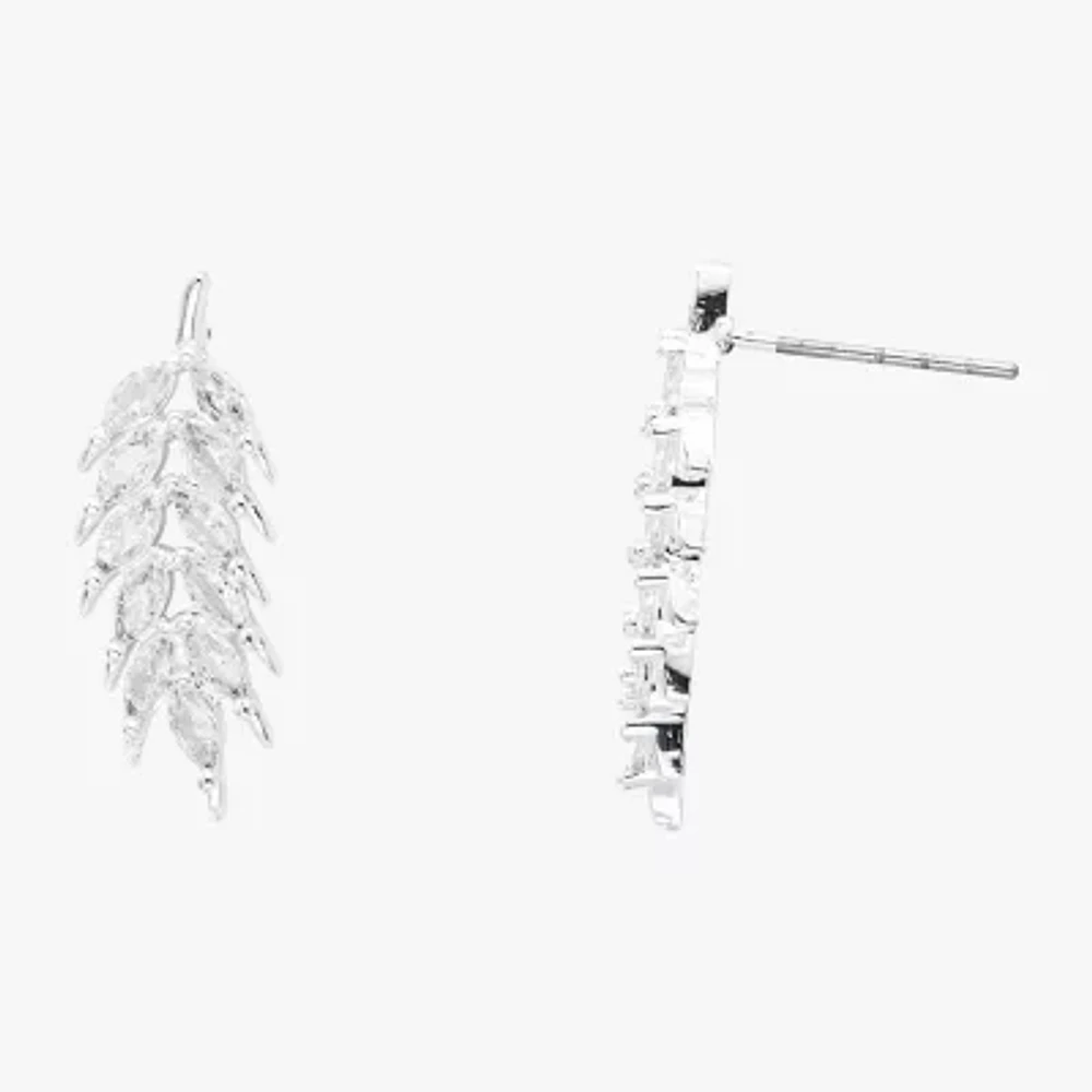 Sparkle Allure Womens Cubic Zirconia Pure Silver Over Brass Drop Earrings