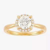 (H-I / Si1-Si2) Womens 1 1/4 CT. T.W. Lab Grown White Diamond 10K Gold Round Halo Engagement Ring