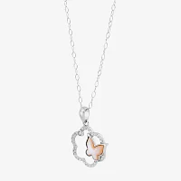 Dyed Pink Sterling Silver Butterfly 2-pc. Jewelry Set
