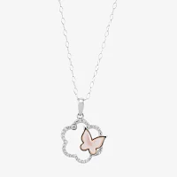 Dyed Pink Sterling Silver Butterfly 2-pc. Jewelry Set