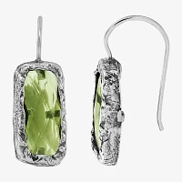 Lab Created Green Cubic Zirconia Sterling Silver Rectangular Drop Earrings