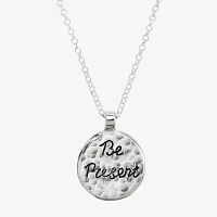 Womens Sterling Silver Circle Pendant Necklace