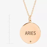 Womens Lab Created White Crystal 14K Rose Gold Over Silver 14K Rose Gold Circle Pendant Necklace