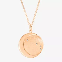 Womens Lab Created White Crystal 14K Rose Gold Over Silver 14K Rose Gold Circle Pendant Necklace