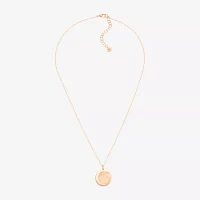 Womens Lab Created White Crystal 14K Rose Gold Over Silver 14K Rose Gold Circle Pendant Necklace