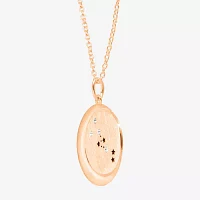 Womens Lab Created White Crystal 14K Rose Gold Over Silver 14K Rose Gold Circle Pendant Necklace