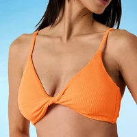 Decree Adjustable Straps Neon Textured Bralette Bikini Swimsuit Top Juniors