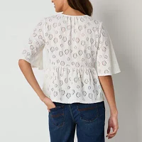 Frye and Co. Womens Split Tie Neck Elbow Sleeve Blouse