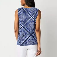 Liz Claiborne Womens Round Neck Sleeveless Shell