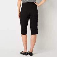 Liz Claiborne Alyssa Adaptive Mid Rise Easy-on + Easy-off Seated Wear Capri Pants