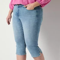 St. John's Bay Secretly Slender Denim Mid Rise Plus Capri Pants