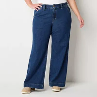 a.n.a Plus Womens High Rise Wide Leg Jean