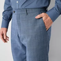 Stafford Mens Plaid Classic Fit Flat Front Suit Pants