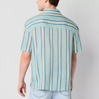 Arizona Mens Short Sleeve Striped Button-Down Shirt