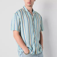 Arizona Mens Short Sleeve Striped Button-Down Shirt