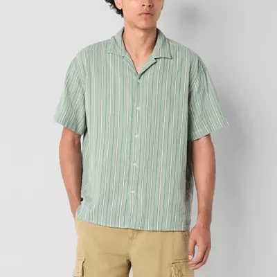 Arizona Mens Short Sleeve Striped Button-Down Shirt