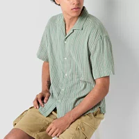 Arizona Mens Short Sleeve Striped Button-Down Shirt