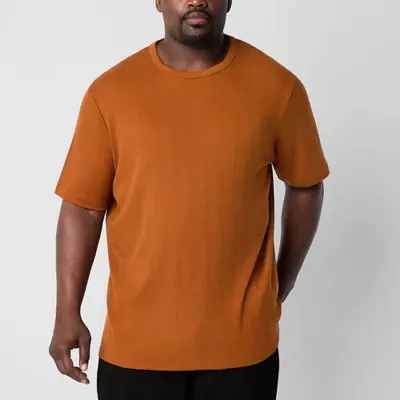 Shaquille O'Neal XLG Ribbed Dropneedle Big and Tall Mens Crew Neck Short Sleeve T-Shirt