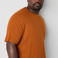 Shaquille O'Neal XLG Ribbed Dropneedle Big and Tall Mens Crew Neck Short Sleeve T-Shirt