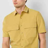 Stylus Mens Regular Fit Short Sleeve Button-Down Shirt