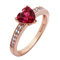 Womens 1 1/10 CT. T.W.  Multi Color Cubic Zirconia 14K Rose Gold Over Silver Heart Engagement Ring