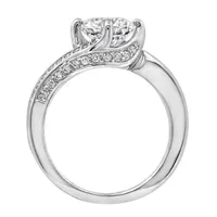 Womens 2 1/2 CT. T.W. Cubic Zirconia Sterling Silver Round Solitaire Bypass  Cocktail Ring